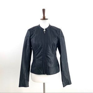 NWT GUESS Large Vegan Faux Leather Black Jacket